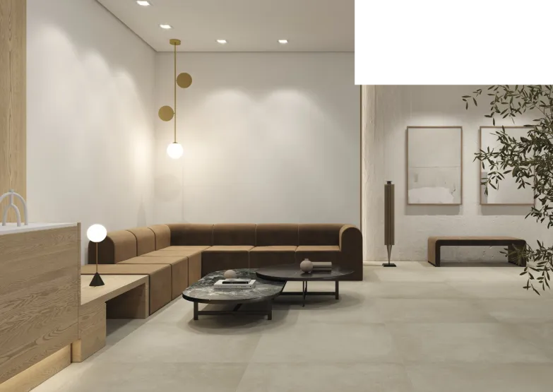 Grote keramische tegels woonkamer salon Tyles