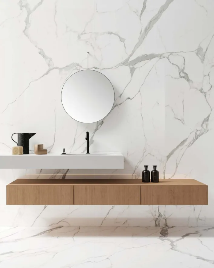 Tyles keramische badkamertegels wand en vloer marmerlook