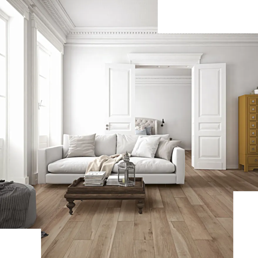 Tyles keramische tegels woonkamer houtlook parket