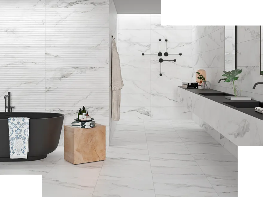 Keramische muurtegels marmerlook badkamer