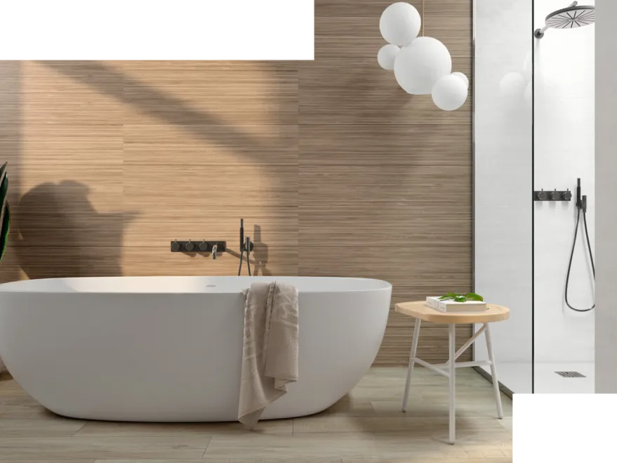 Keramische wandtegels houtlook badkamer