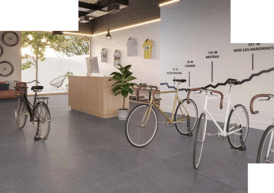 Tyles keramische tegels commerciële ruimte handelsruimte vloertegels grijs