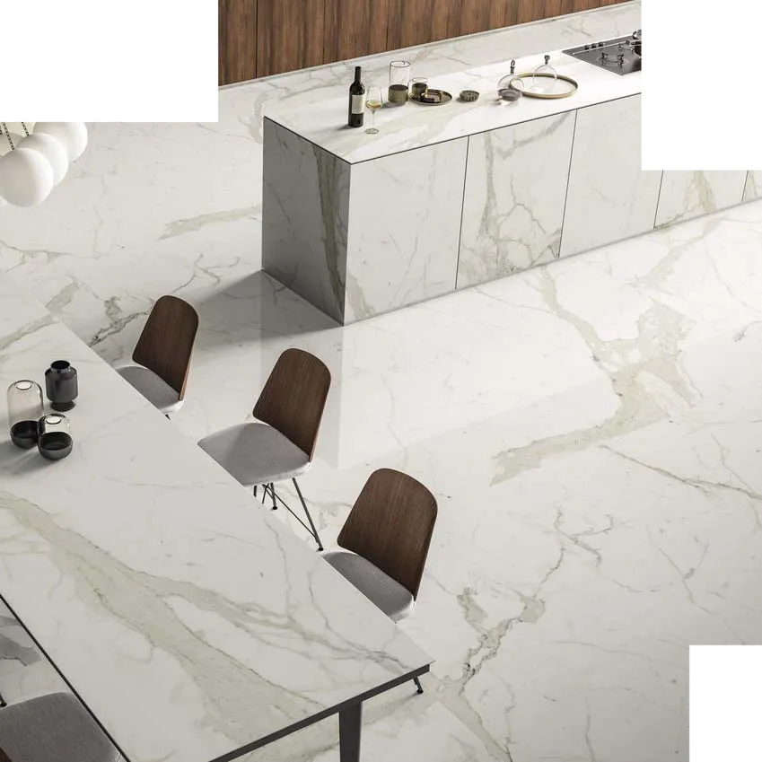 Tyles carrelages céramique cuisine effet marbre sol