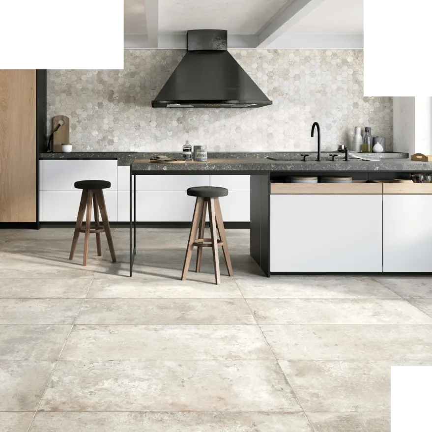 Tyles keramische tegels betonlook keuken groot formaat