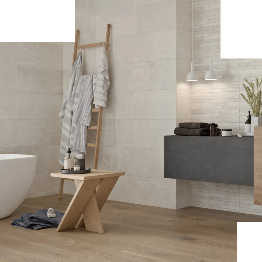 Tyles carrelages effet pierre salle de bain mur