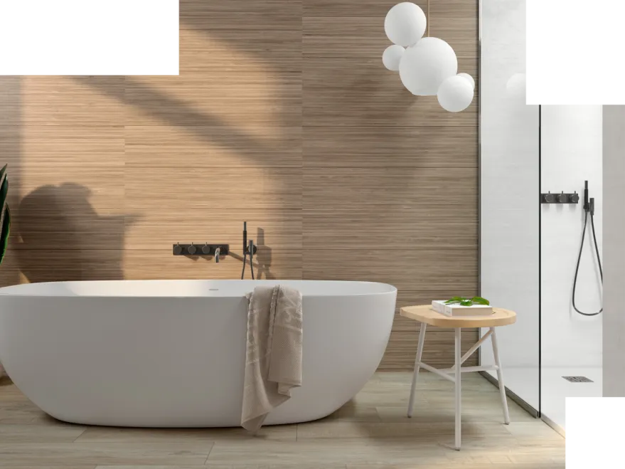 Keramische wandtegels houtlook badkamer